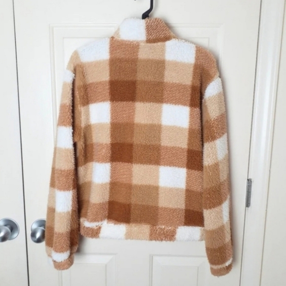 Wallflower Women Pullover Faux Sherpa Sweater Jacket Size XL In Orange Tan - Picture 3 of 5